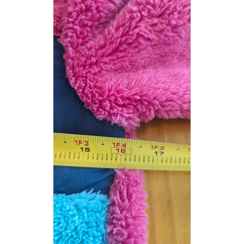 Eddie Bauer Kids Fleece Hooded‎ Jacket Size M (10/12) Pink Blue Color Block
